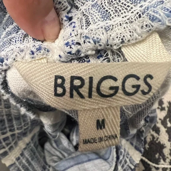 Briggs Women's Linen Blend Pull-On Shorts Medium Blue Stripe Wide Waist Band NWT - Picture 8 of 12